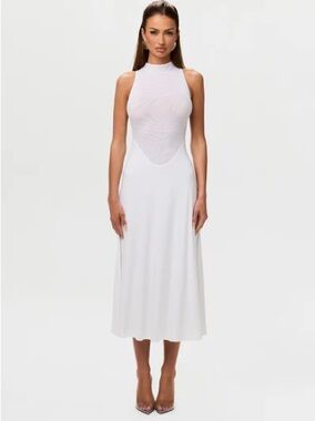 85. Naked Wardrobe • NWT Elegant White Sleeveless Dress PTP 15”-19”
